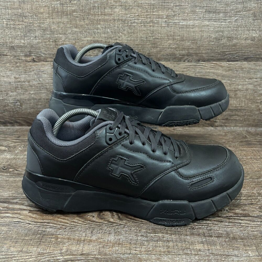 Kuru Kinetic 2 Shoes Men's 11 Wide Smokestack Black Leather Anti-Slip Orthopedic